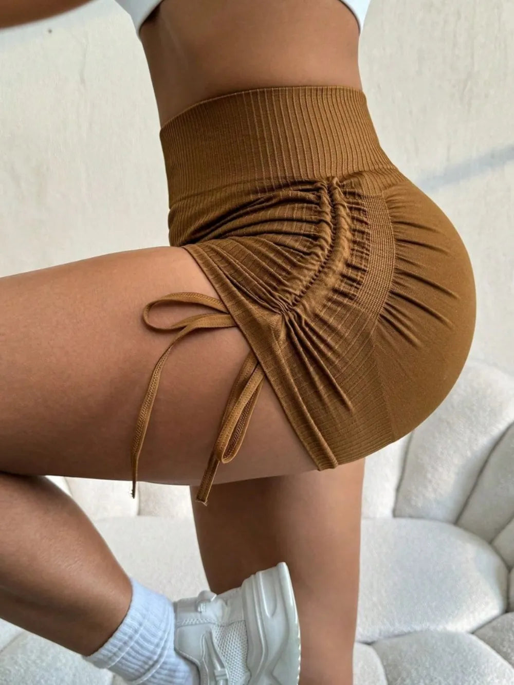 Drawstring High Waist Active Shorts - Fashorio