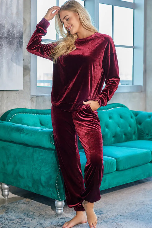 Long Sleeve Top and Pants Lounge Set - Fashorio