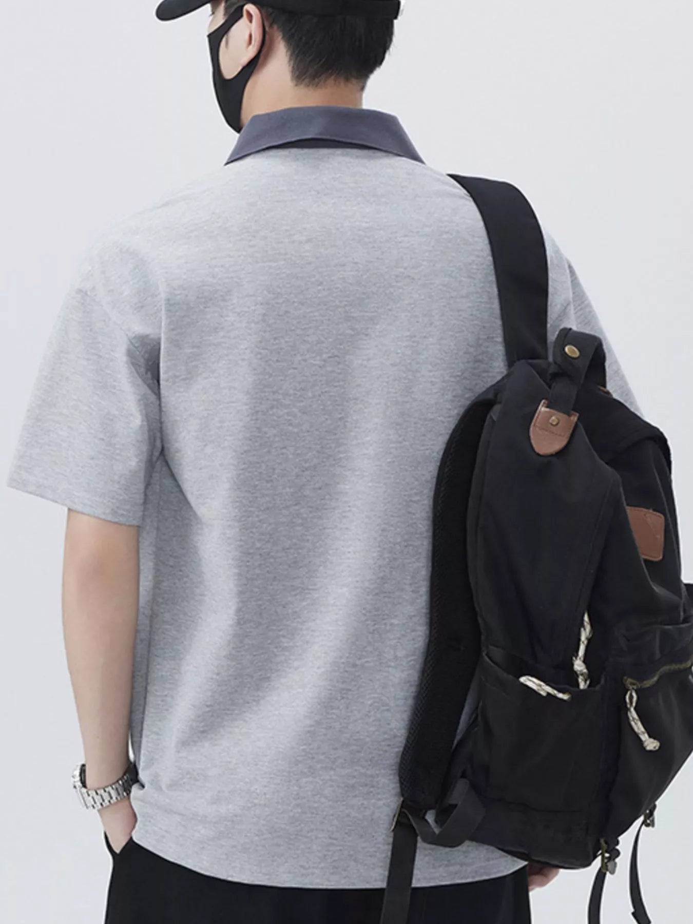 Men's Plus Size Contrast Collar Short Sleeve Polo - Fashorio