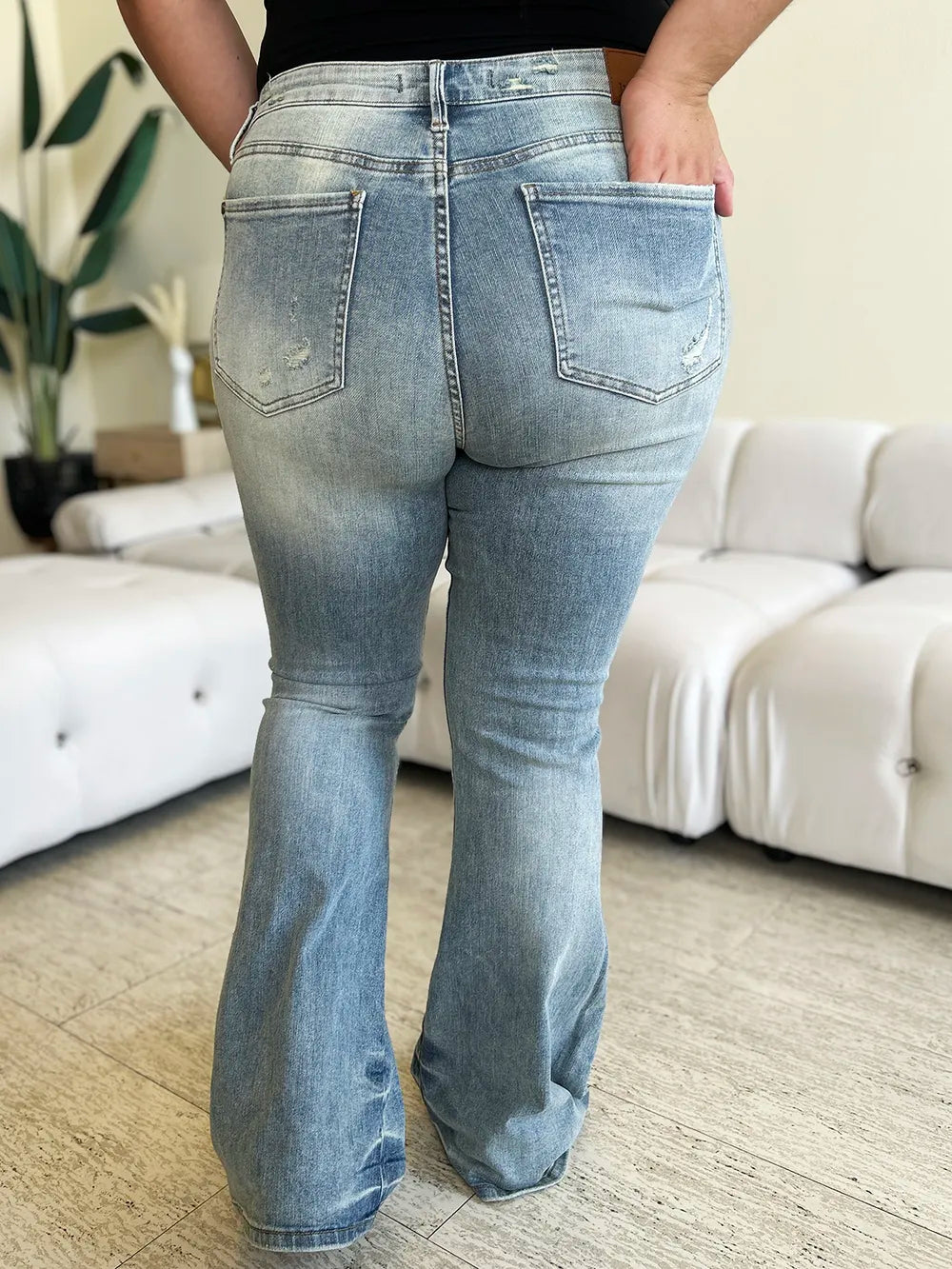 Judy Blue Full Size Mid Rise Flare Jeans - Fashorio