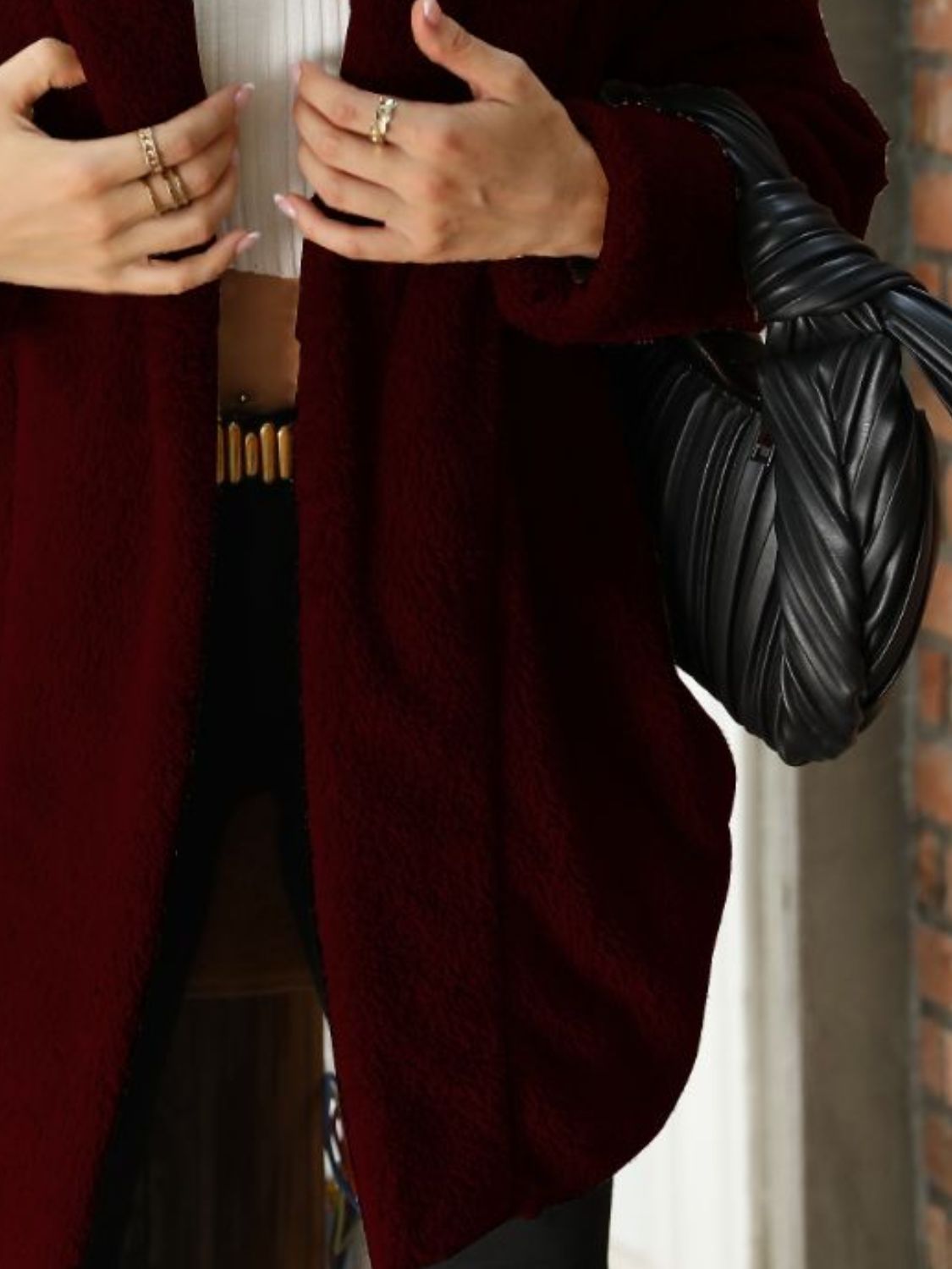 Open Front Hooded Teddy Coat - Fashorio