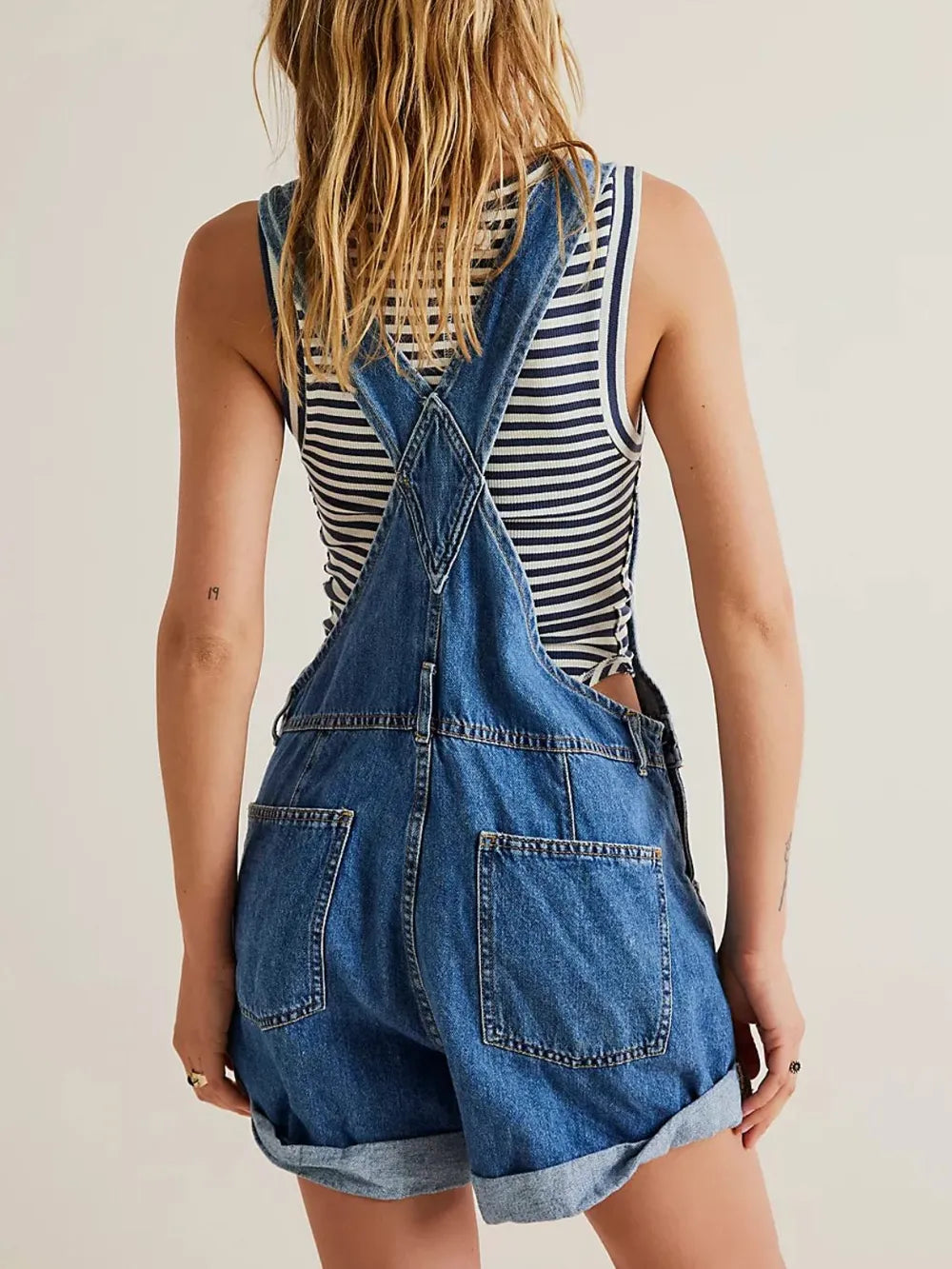 Wide Strap Square Neck Denim Overalls - Fashorio