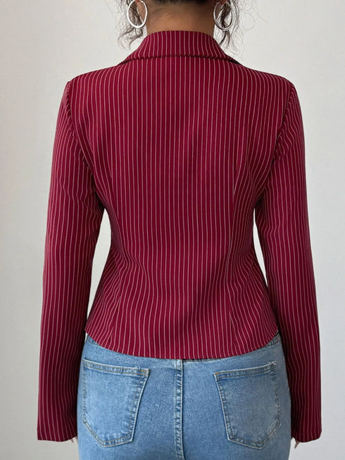 Striped Button-Up Fitted Shirt - Fashorio