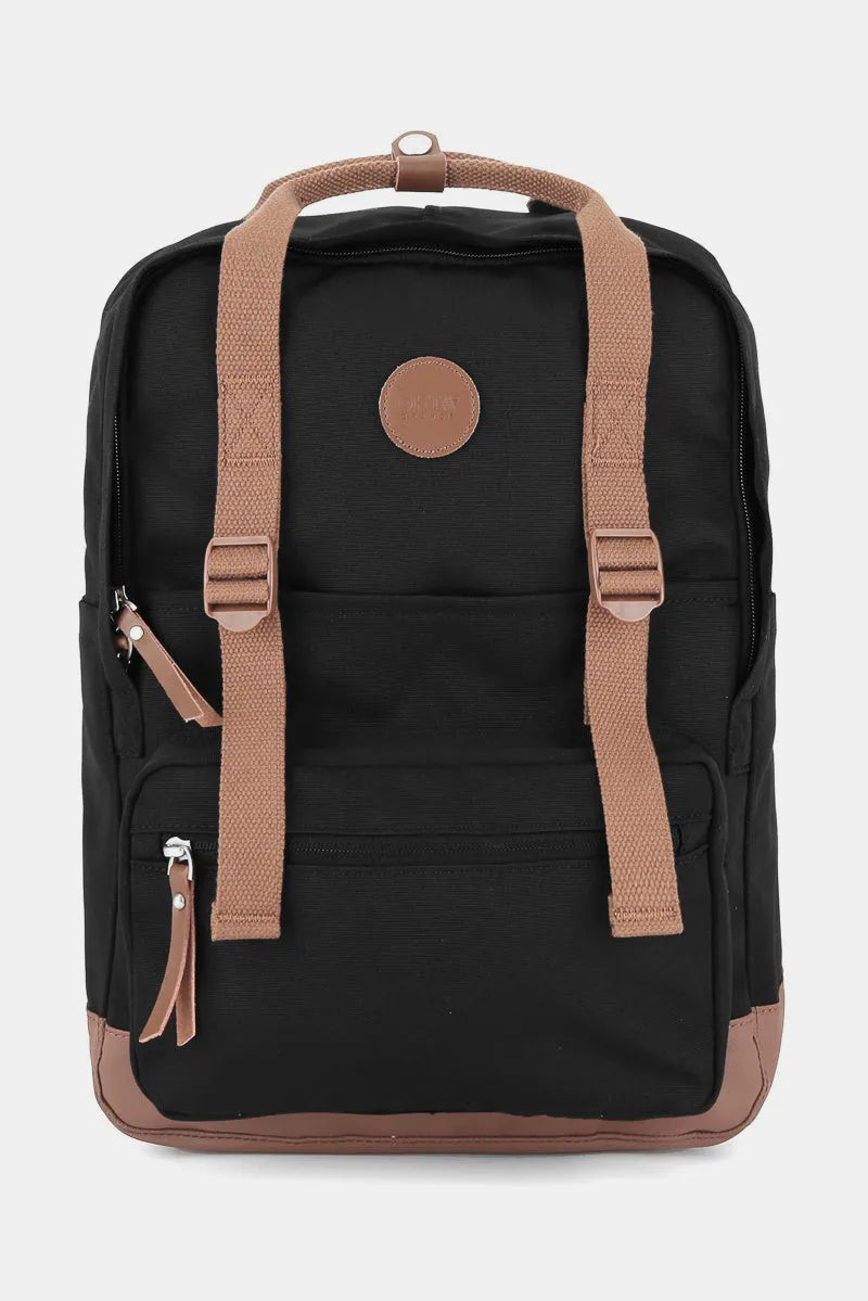 Himawari Waterproof Canvas Backpack Bag with Side Pockets Black Brown One Size - Fashorio