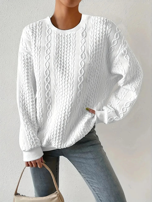 Round Neck Long Sleeve Sweatshirt - Fashorio