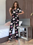 Floral Short Sleeve Shirt and Pants Lounge Set Floral - Fashorio