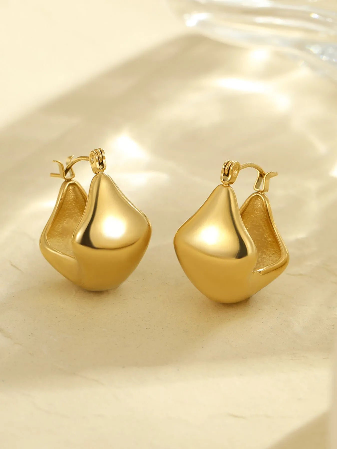 18K Gold-Plated Stainless Steel Geometric Earrings TypeC One Size - Fashorio