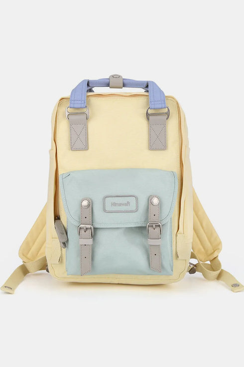 Himawari Contrast Water and Scratch-Resistant Nylon Backpack Bag Light Yellow One Size - Fashorio