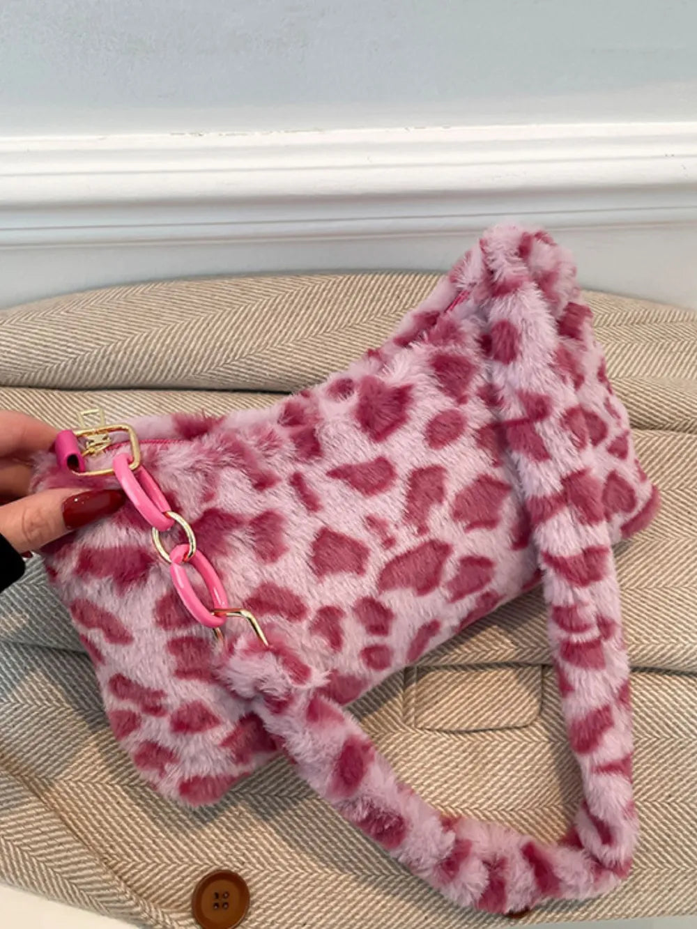 Leopard Fluff Shoulder Bag - Fashorio