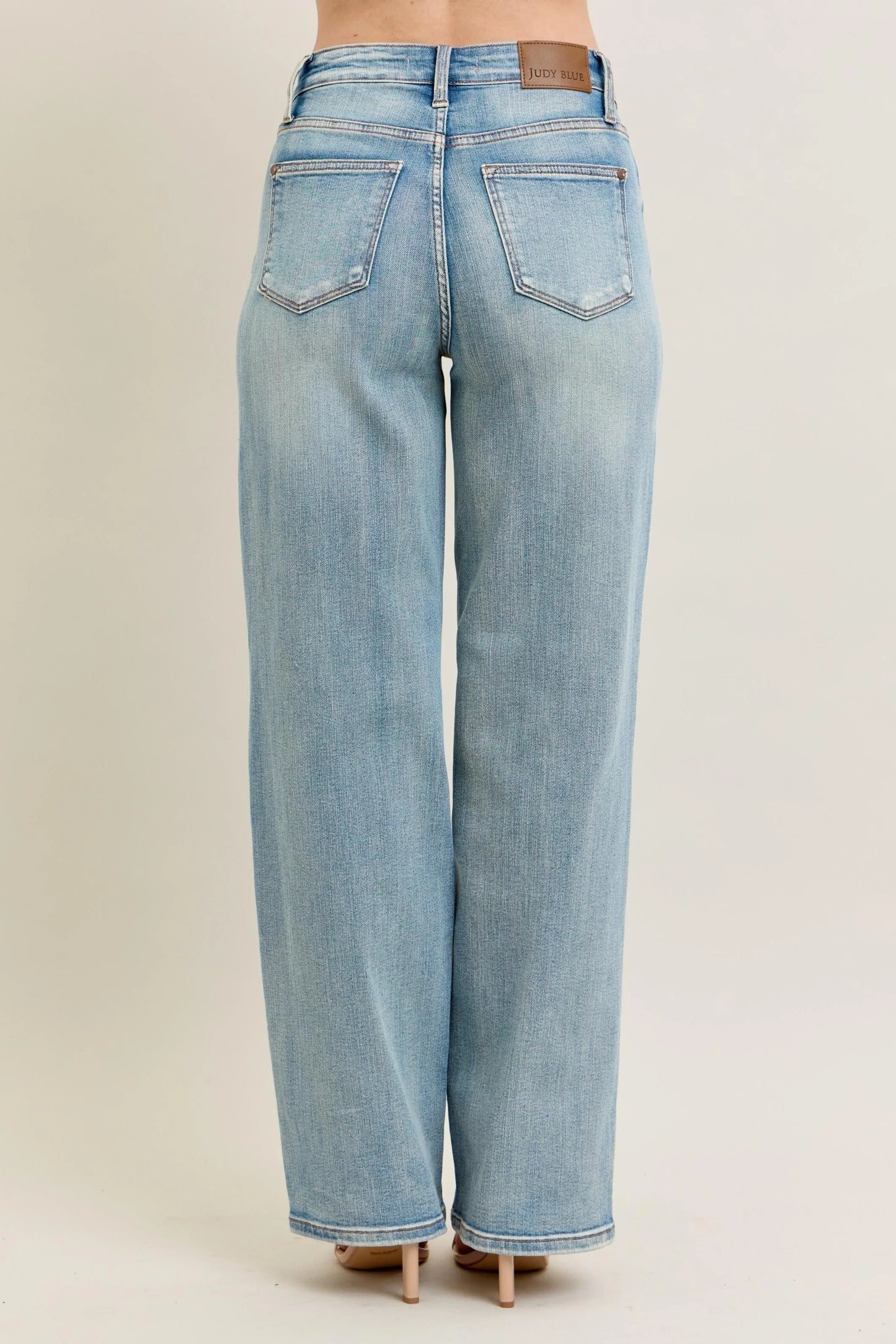 Judy Blue Full Size Hw Destroy & Knee Patch Straight Jeans Plus Size - Fashorio