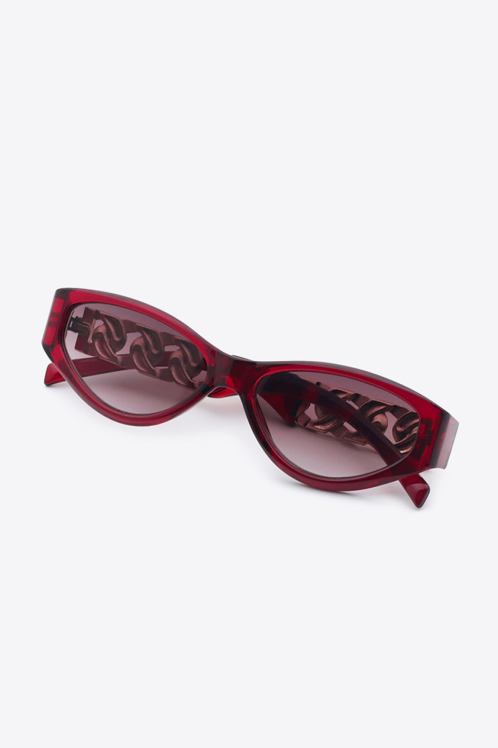 Chain Detail Temple Cat Eye Sunglasses - Fashorio