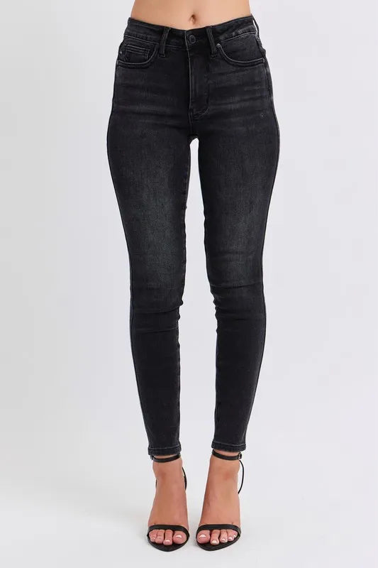 Judy Blue Plus Size Mid Rise Tummy Control Skinny Jeans – Flattering Fit - Fashorio