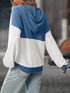 Drawstring Button Detail Long Sleeve Hoodie - Fashorio