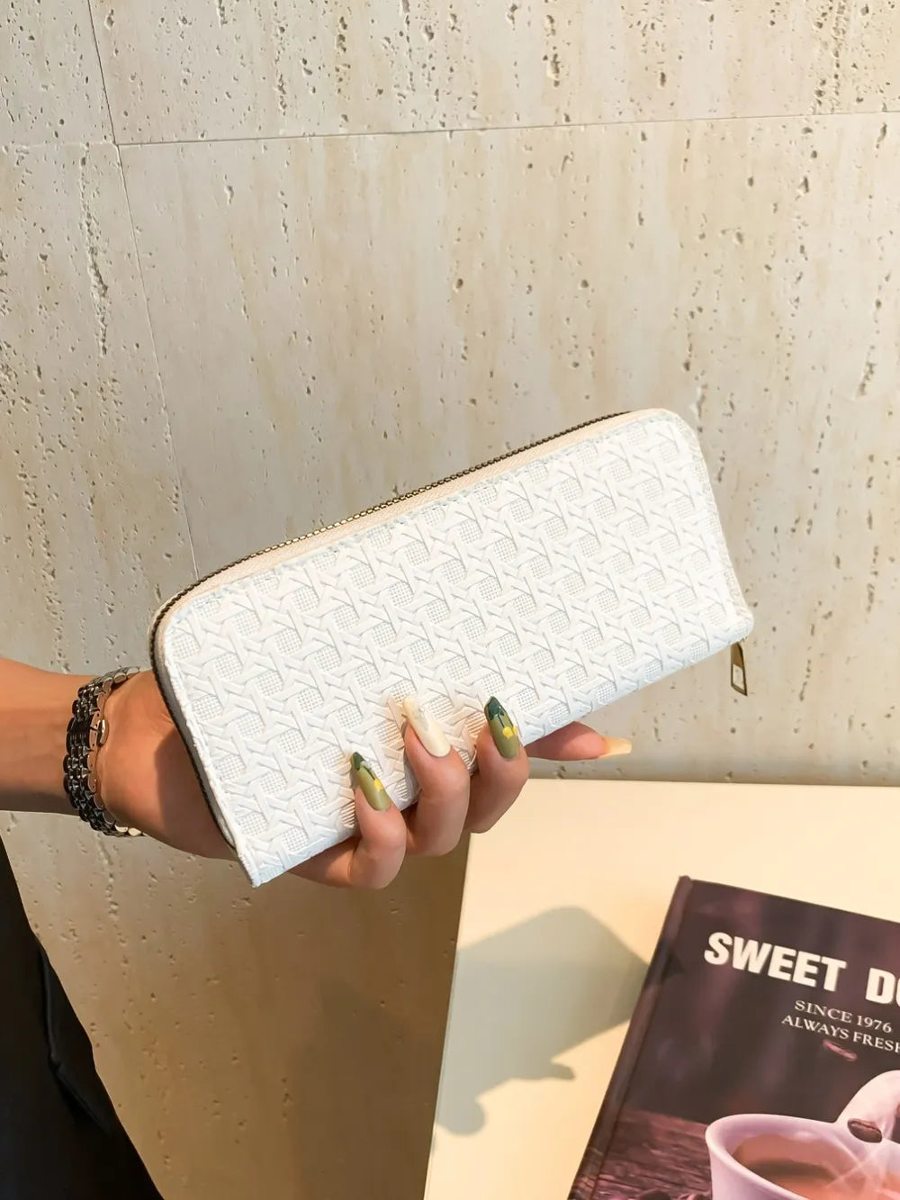 PU Leather Solid Color Wallet White One Size - Fashorio