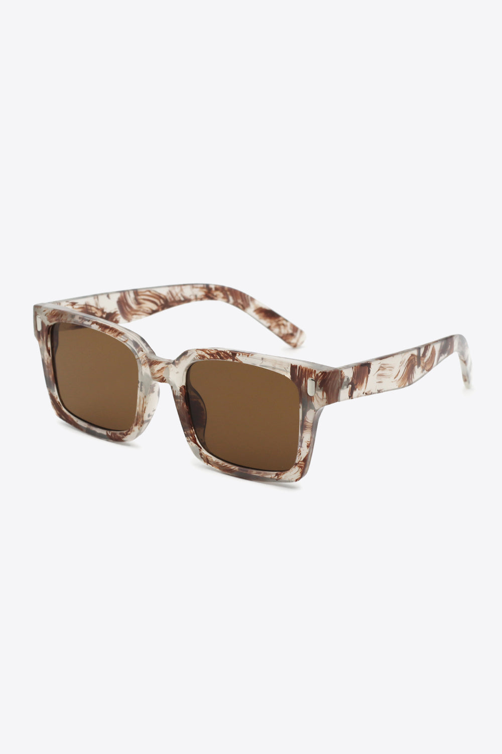 UV400 Polycarbonate Square Sunglasses Chestnut One Size - Fashorio