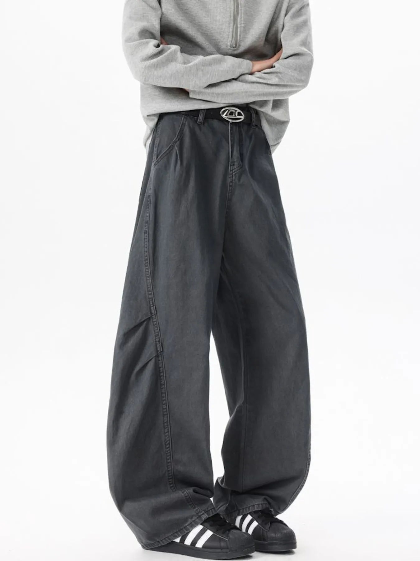 Men's Wide Leg Jeans Grey - Fashorio