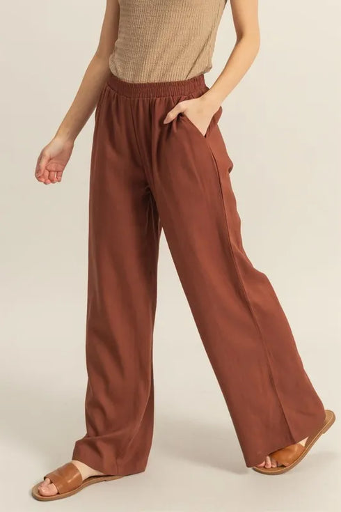 HYFVE Elastic Waist Wide Leg Pants - Fashorio