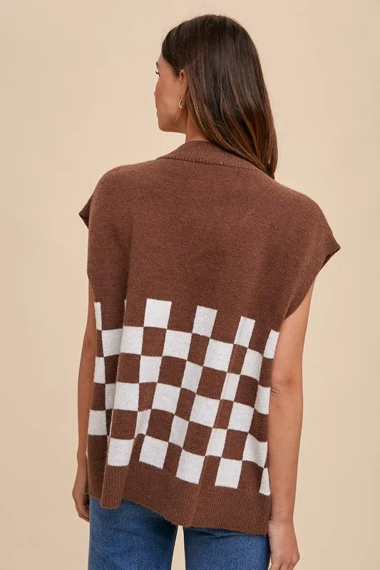 Annie Wear Checkered Button Down Short Sleeve Cardigan - Fashorio
