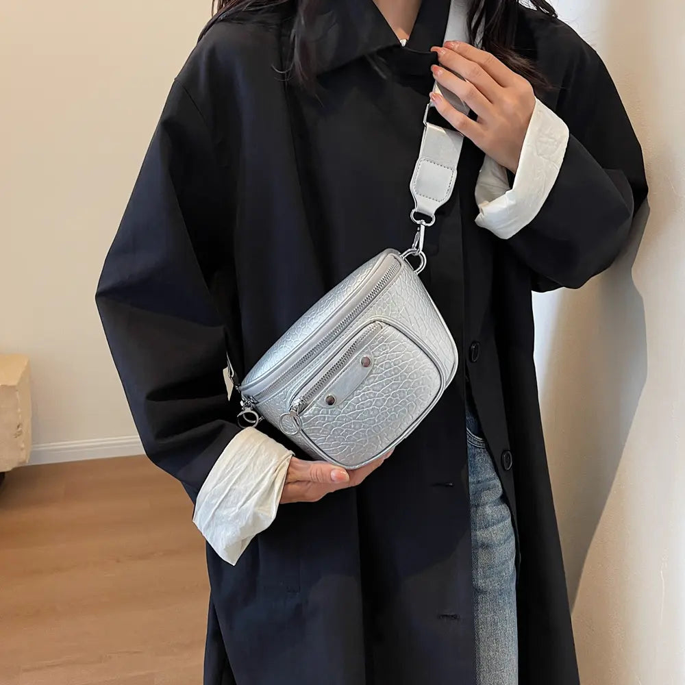 Texture PU Leather Crossbody Bag - Fashorio