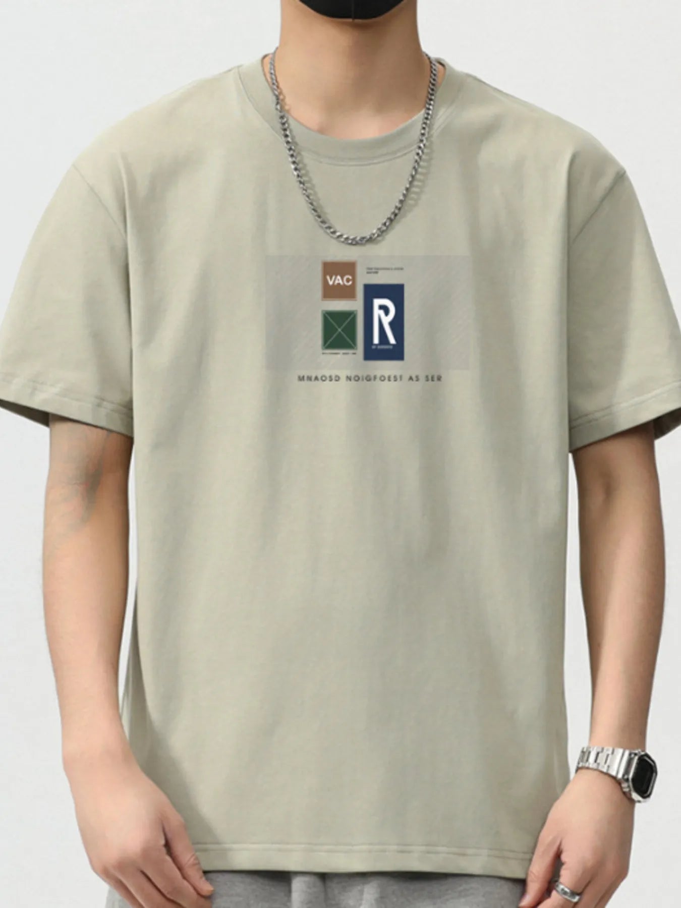 Men's Plus Size Graphic Short Sleeve T-Shirt Light Green - Fashorio