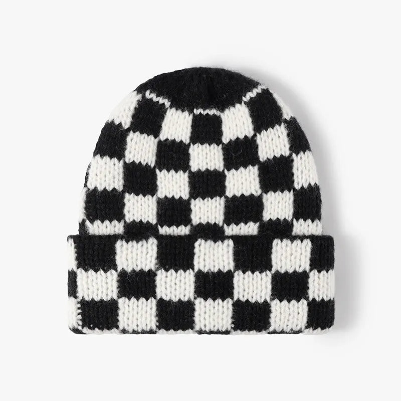 Thermal Checkered Hat Black One Size - Fashorio
