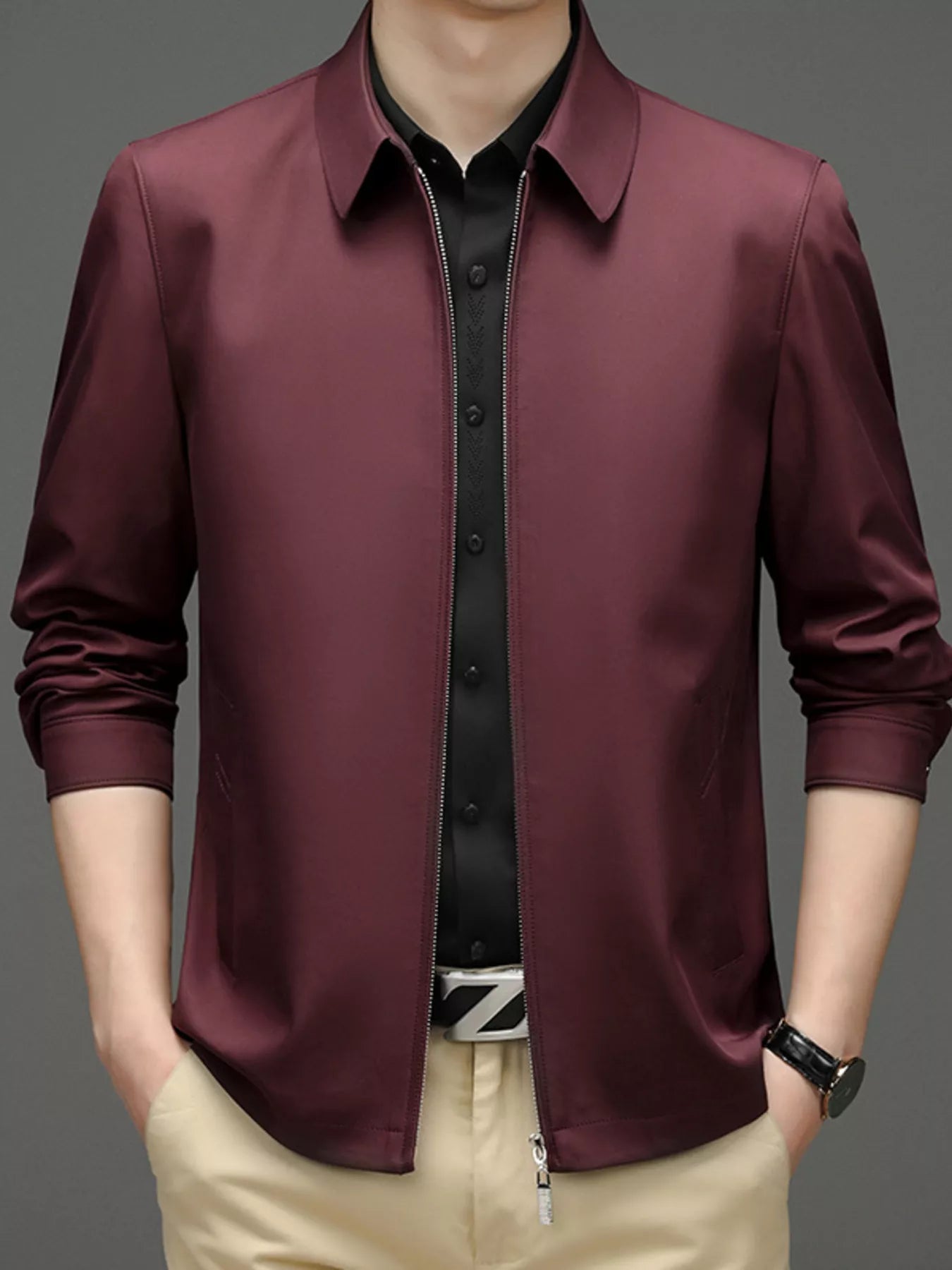 Men's Plus Size Zip Up Long Sleeve Jacket - Fashorio