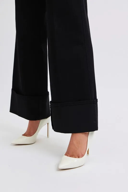 Judy Blue Full Size High Waist Reto Wide Leg W/ Cuff Plus Size - Fashorio