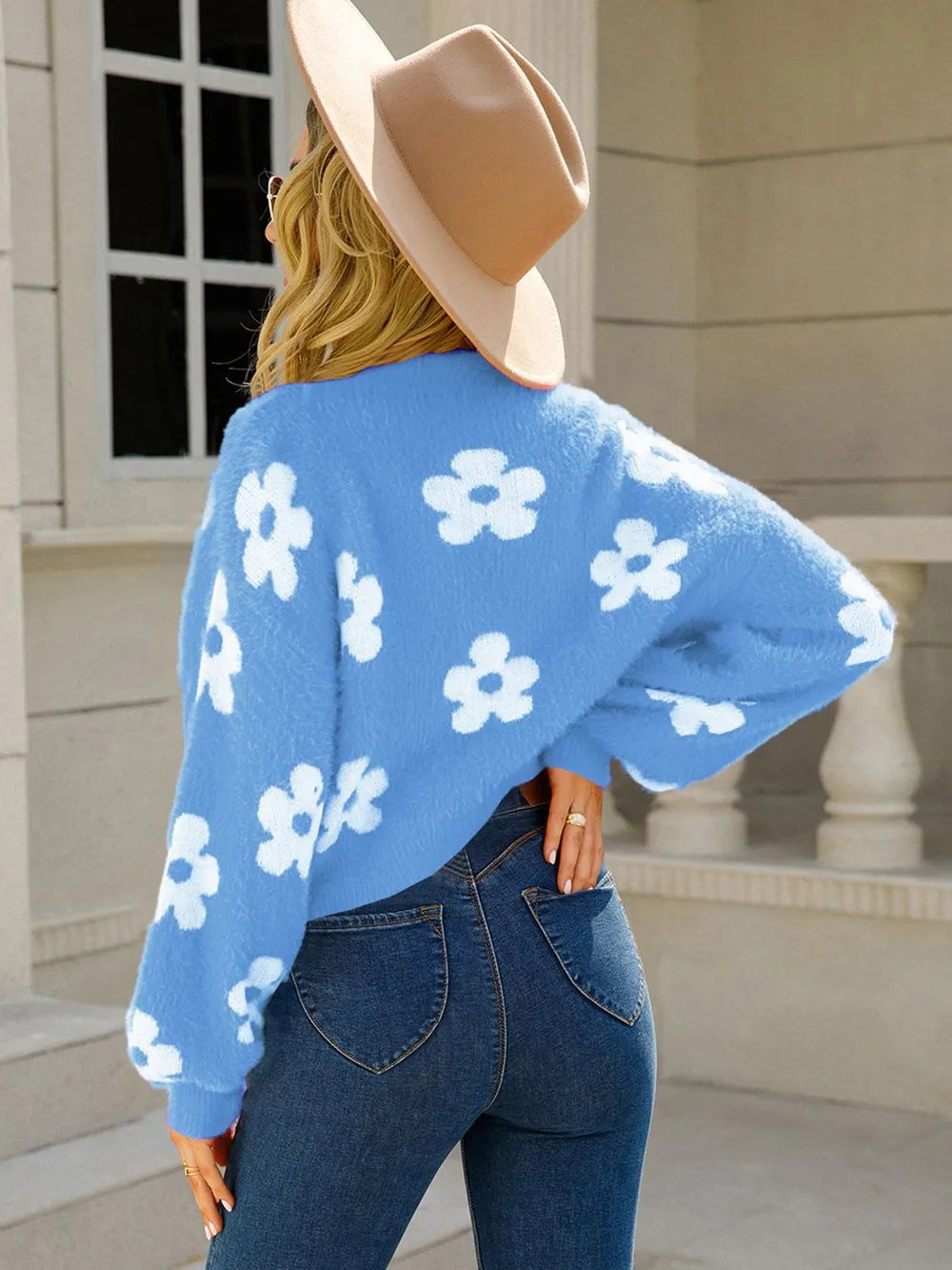 Angel Wings Flower Open Front Long Sleeve Cardigan - Fashorio