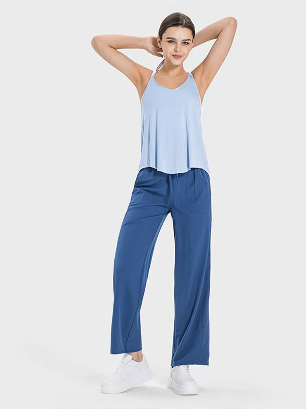Millennia Slit Spaghetti Strap Scoop Neck Active Cami - Fashorio
