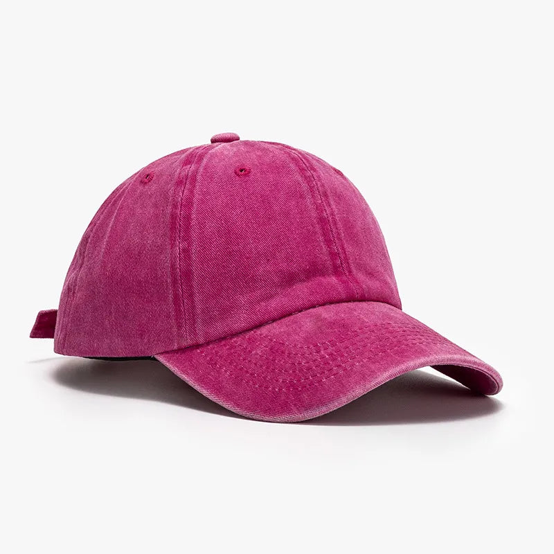 Washed Curved-Brim Baseball Cap Cerise One Size - Fashorio