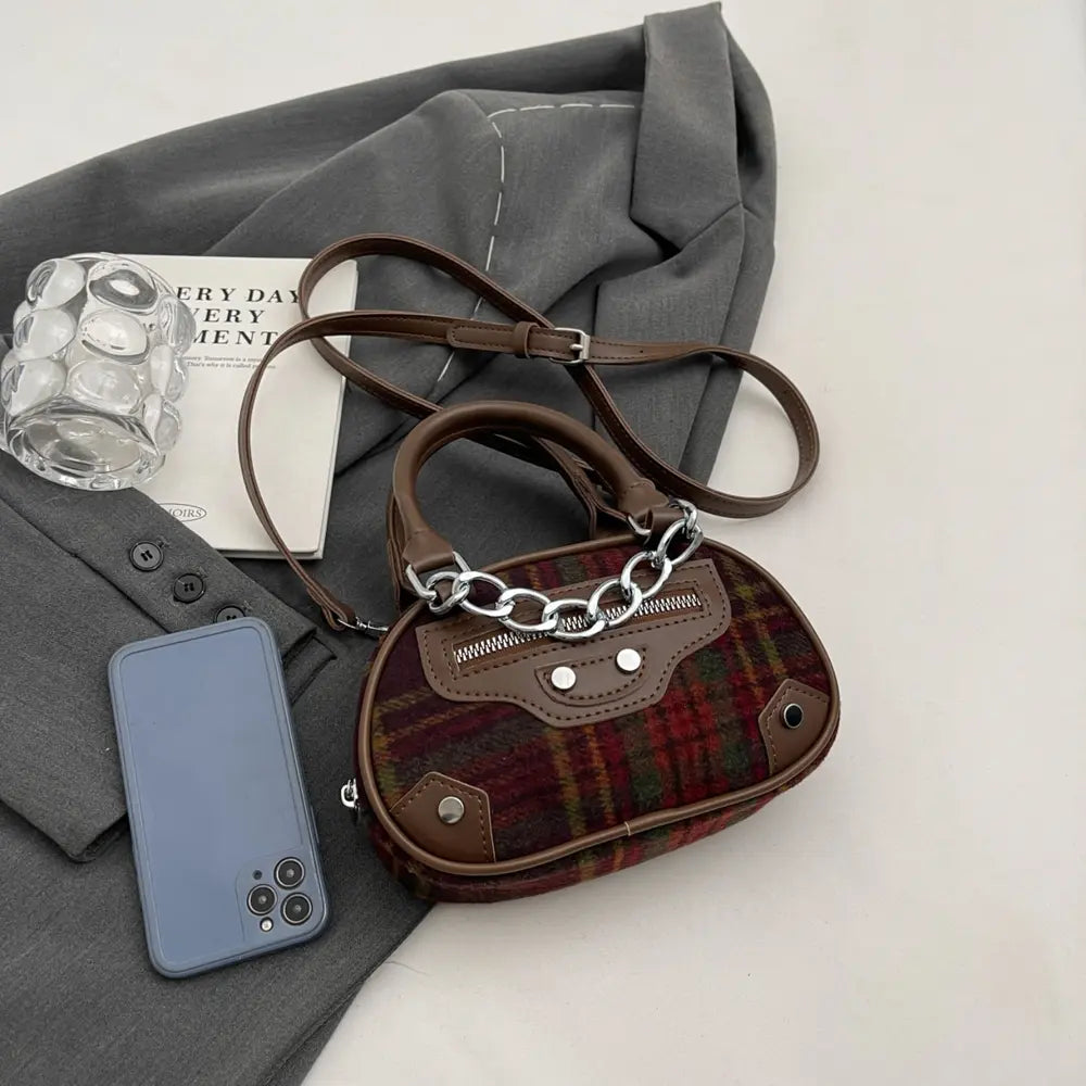 Plaid Print Crossbody Bag - Fashorio
