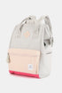 Himawari Contrast Waterproof Backpack Bag with External USB Port Light Grey Pink One Size - Fashorio