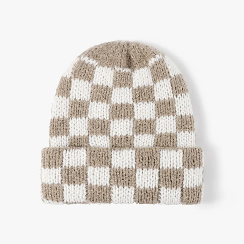 Thermal Checkered Hat White One Size - Fashorio