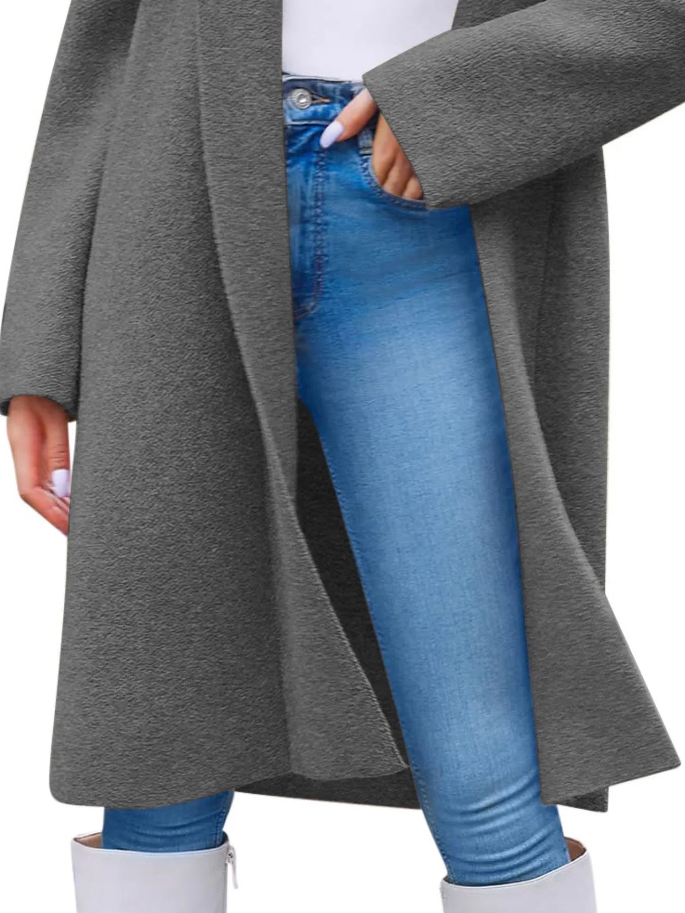 Open Front Longline Coat - Fashorio
