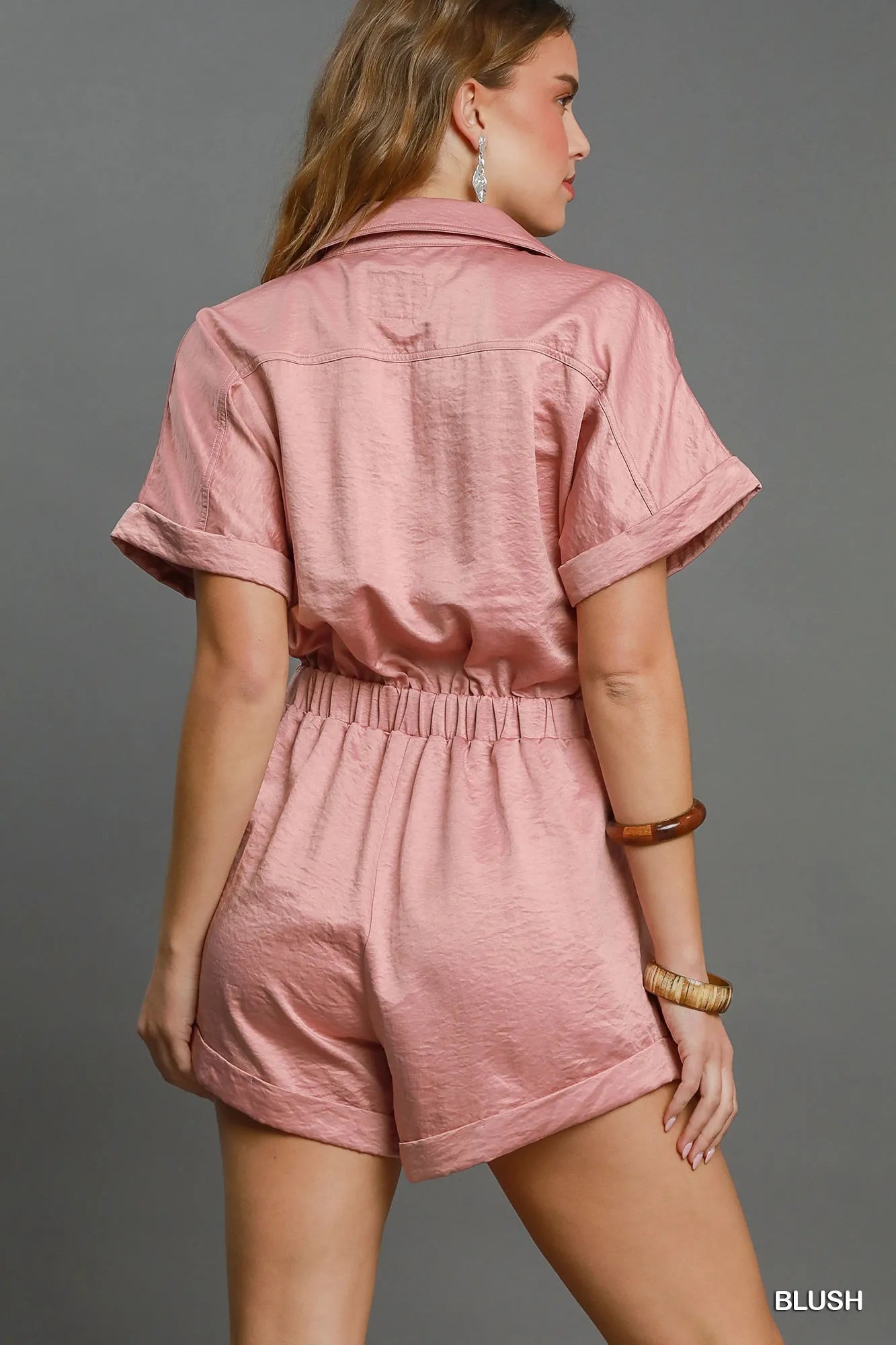 Umgee Button Down Charmeuse Romper - Fashorio