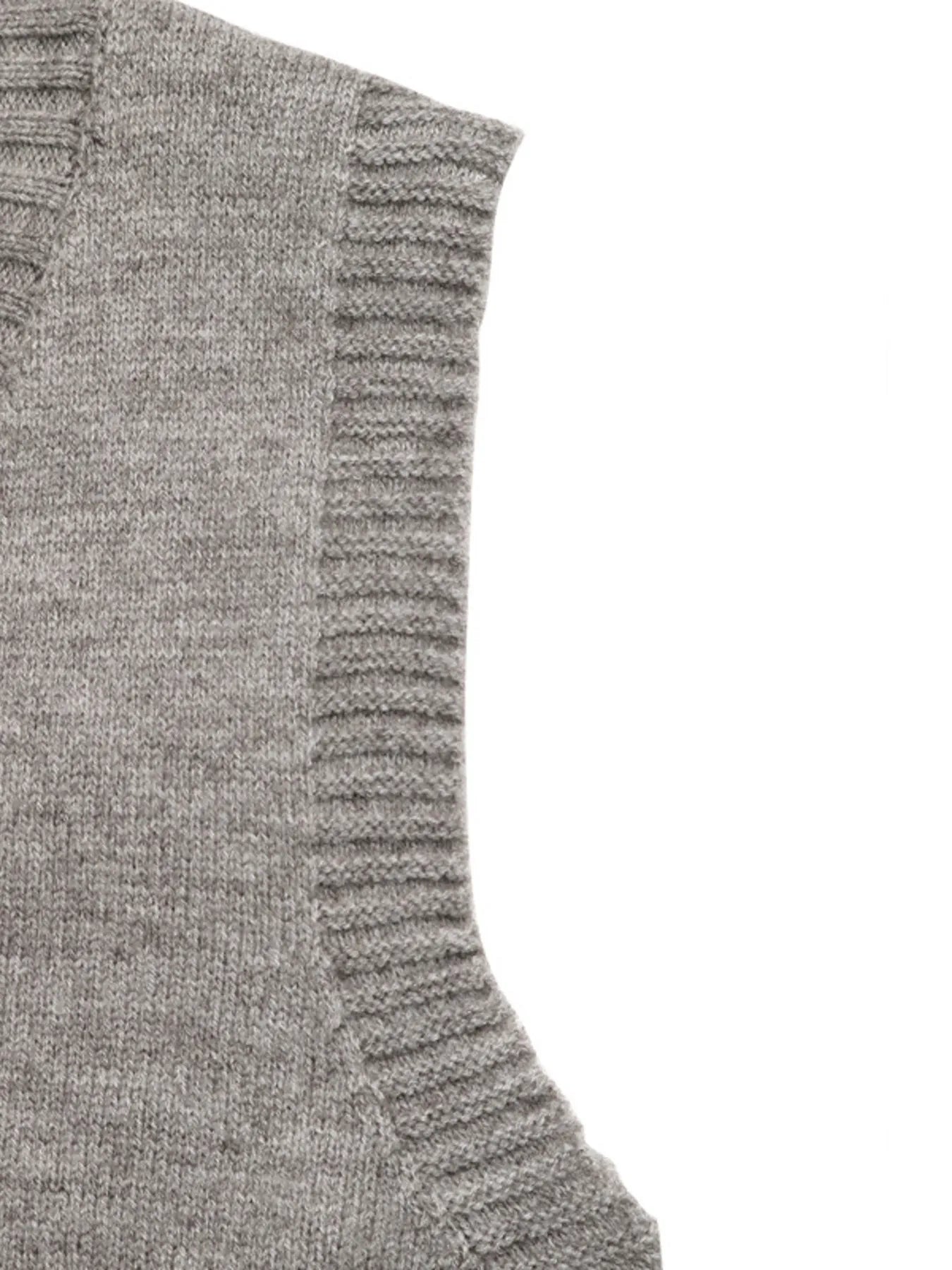 V-Neck Vest and Skirt Knit Set - Fashorio