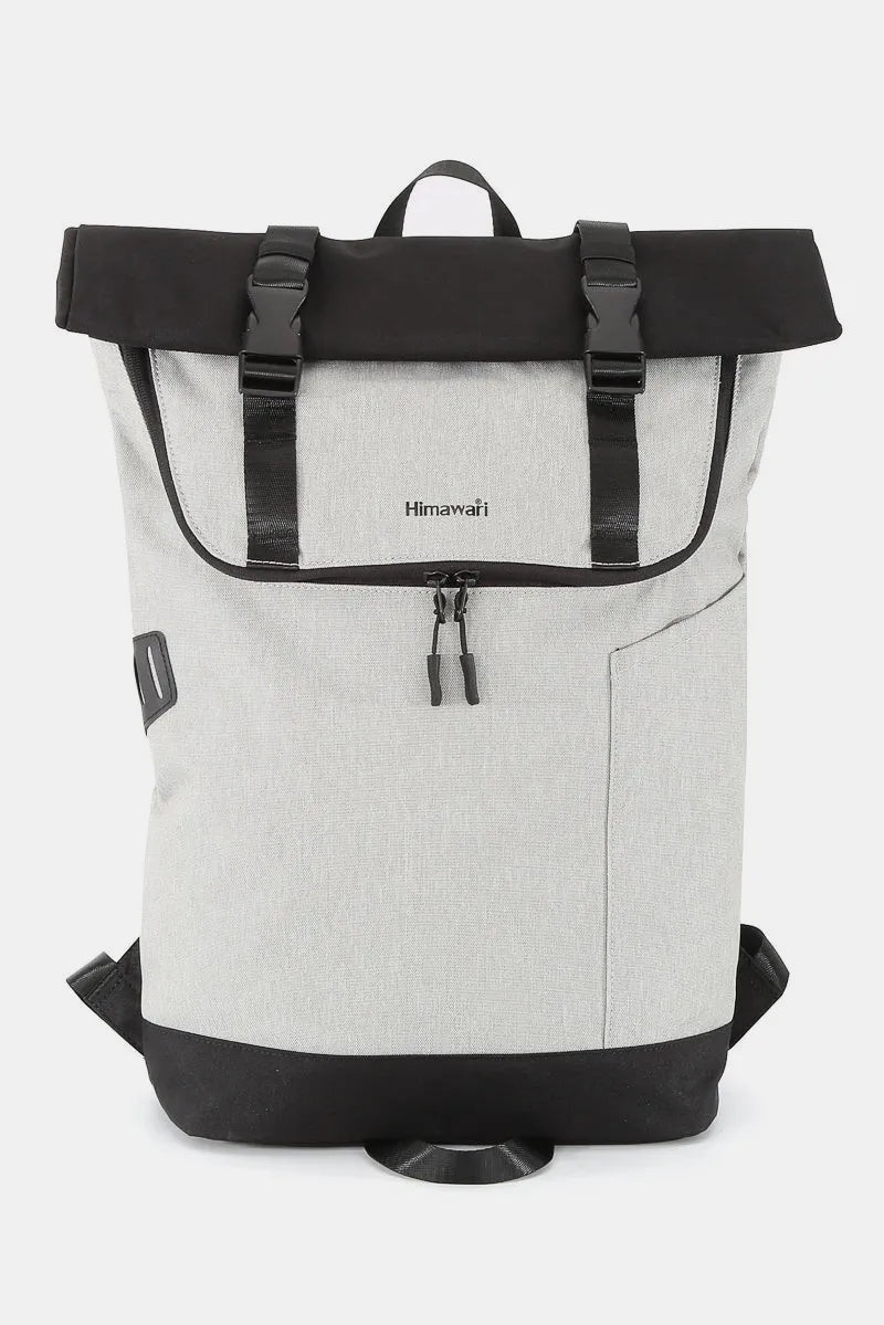 Himawari Contrast Waterproof Canvas Backpack Bag Light Gray One Size - Fashorio