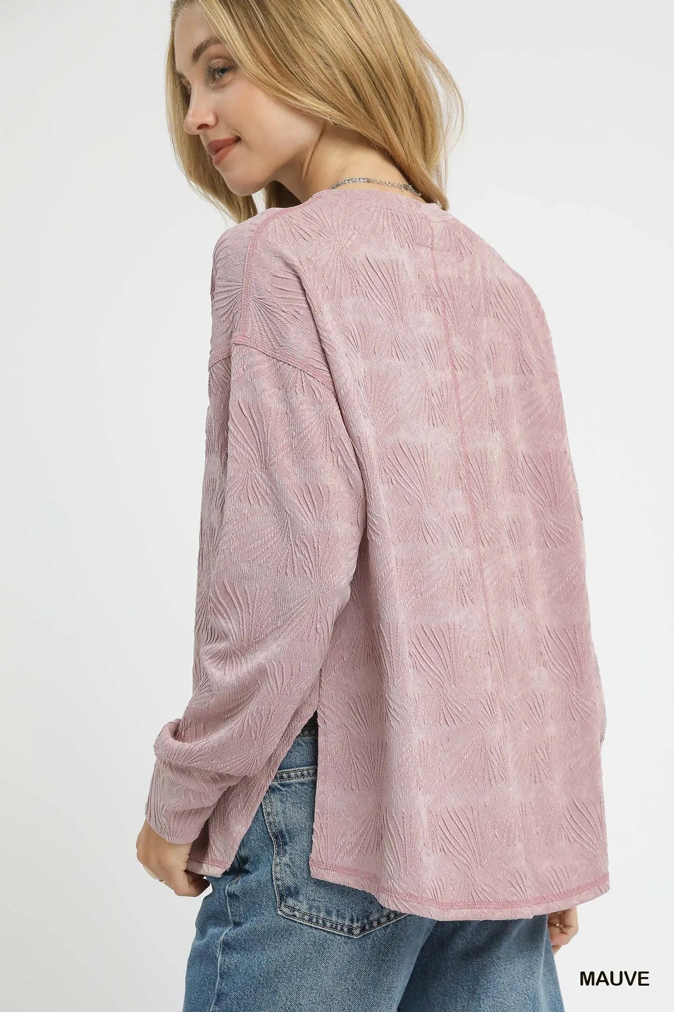 Umgee Textured Knit Long Sleeve Top - Fashorio