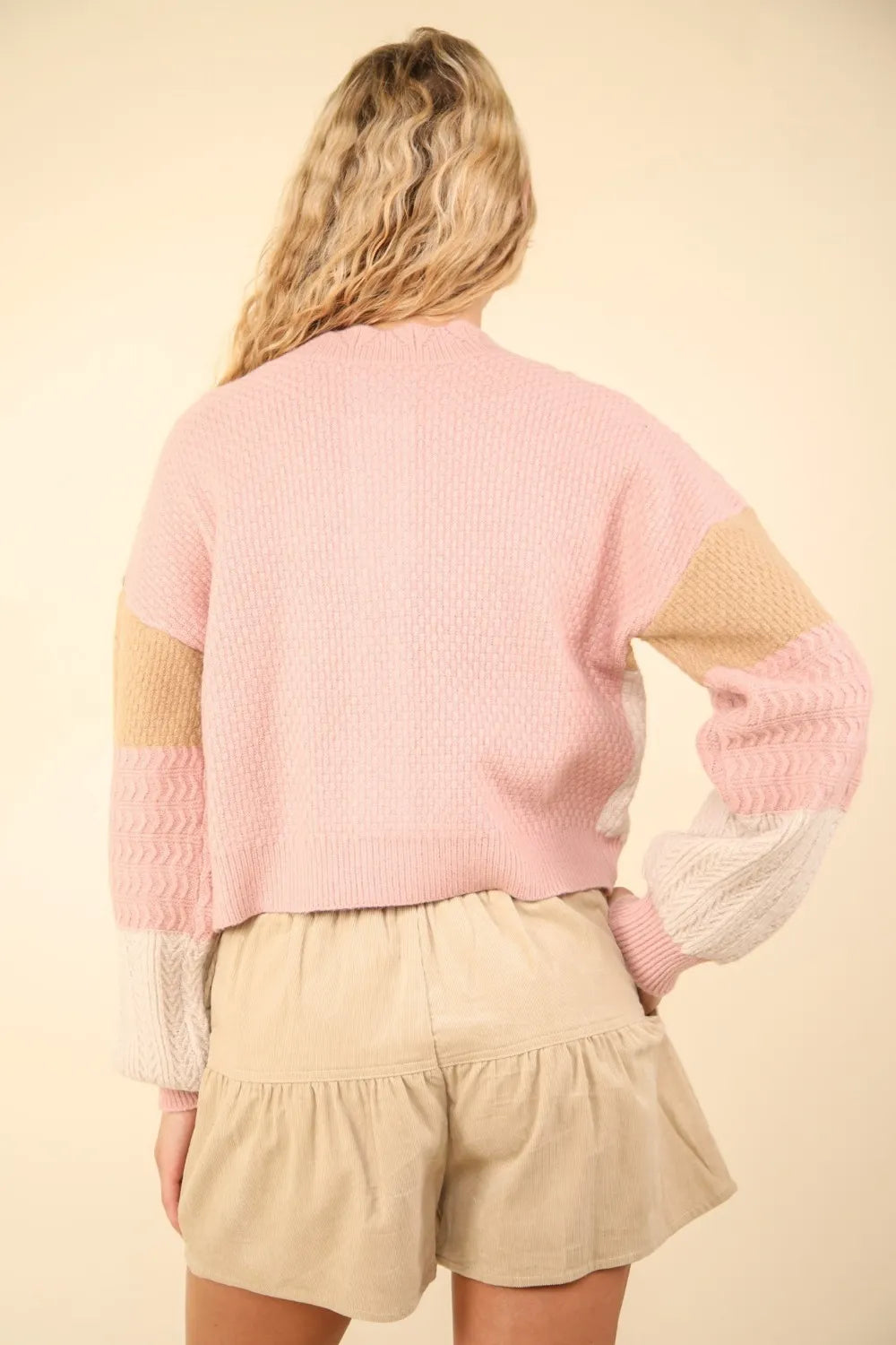 VERY J Color Block Button Down Textured Sweater Cardigan - Fashorio
