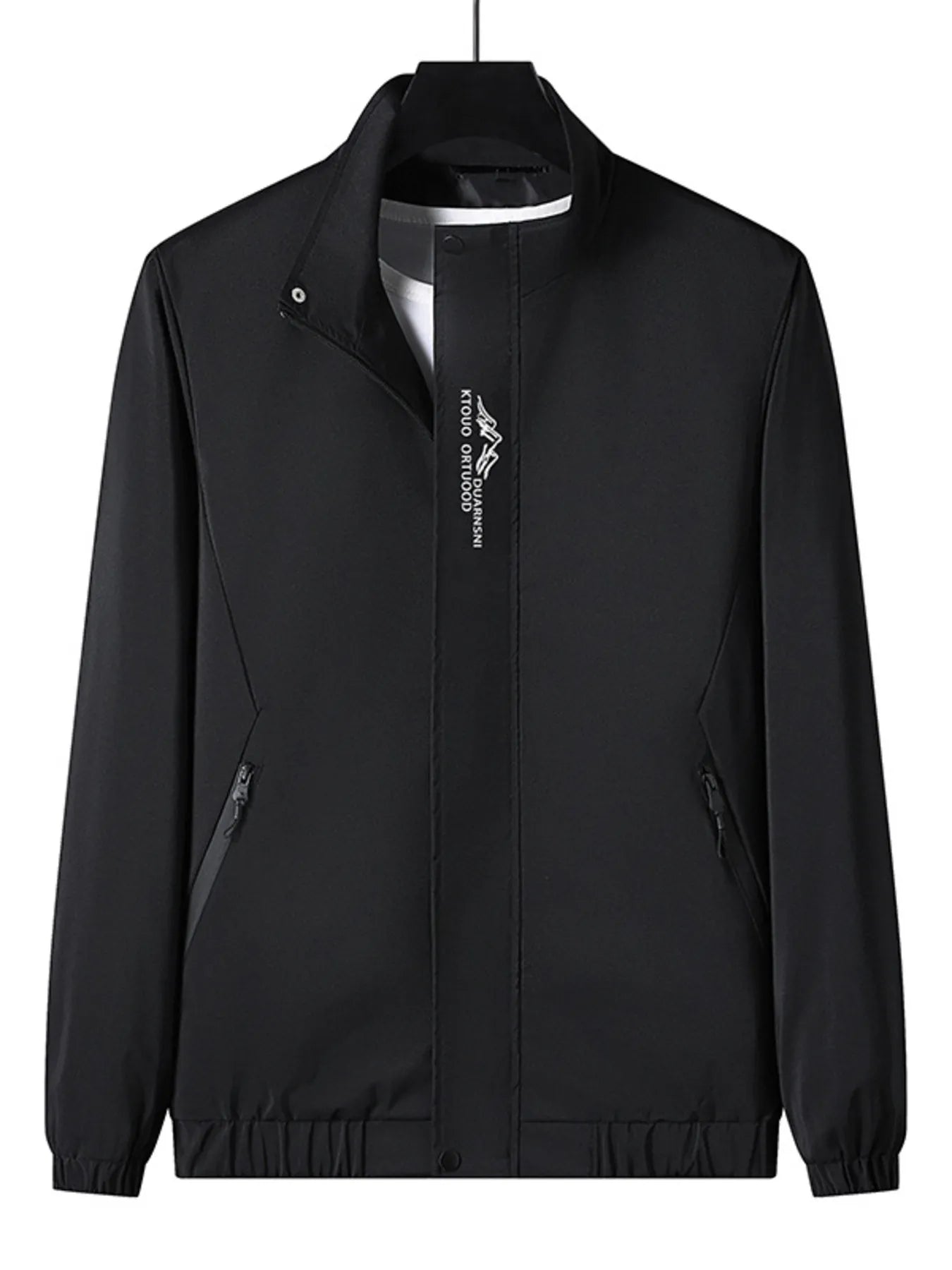 Men's Plus Size Zip Up Long Sleeve Jacket Black - Fashorio