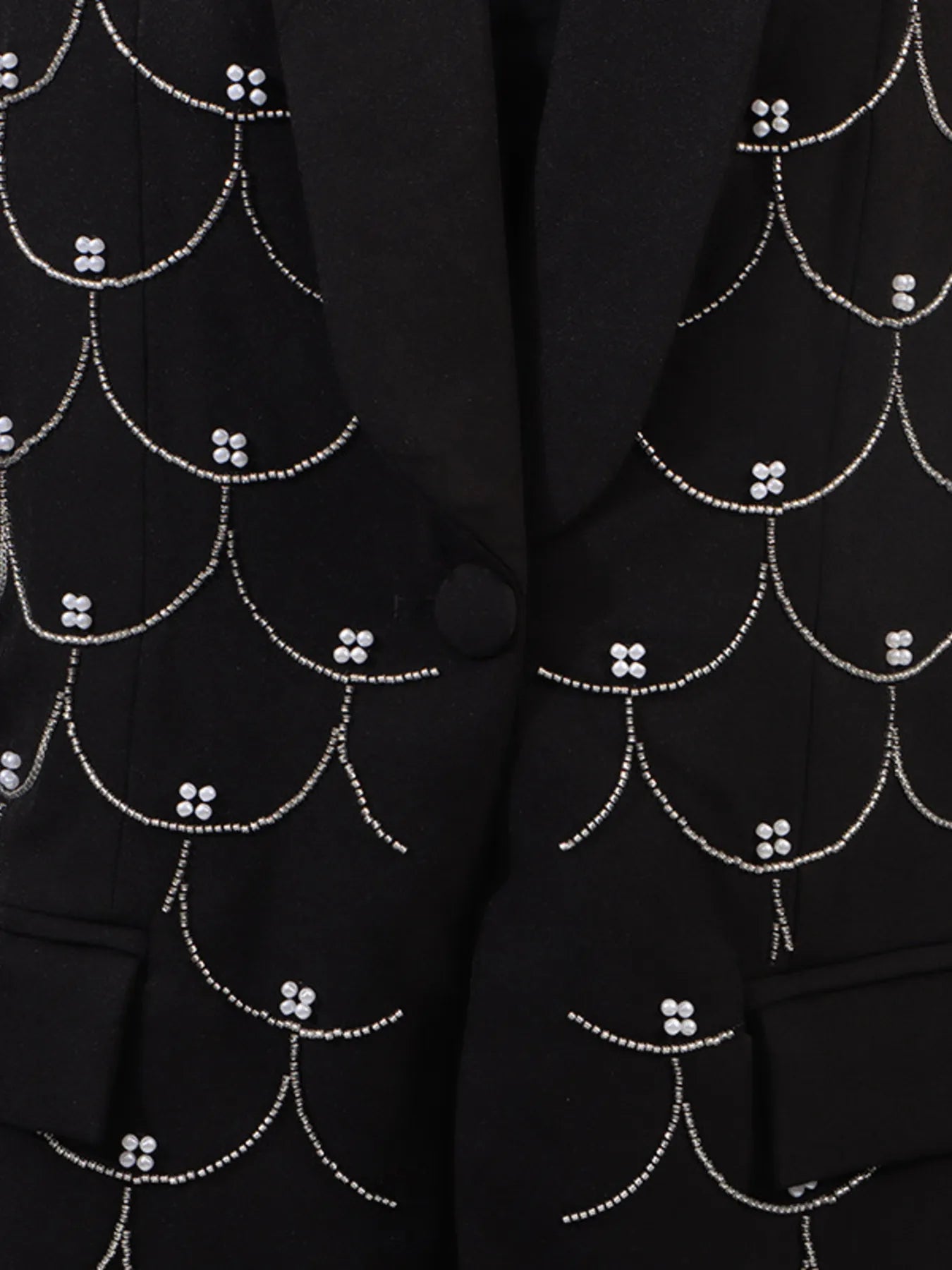 Pearl Detail Long Sleeve Blazer - Fashorio
