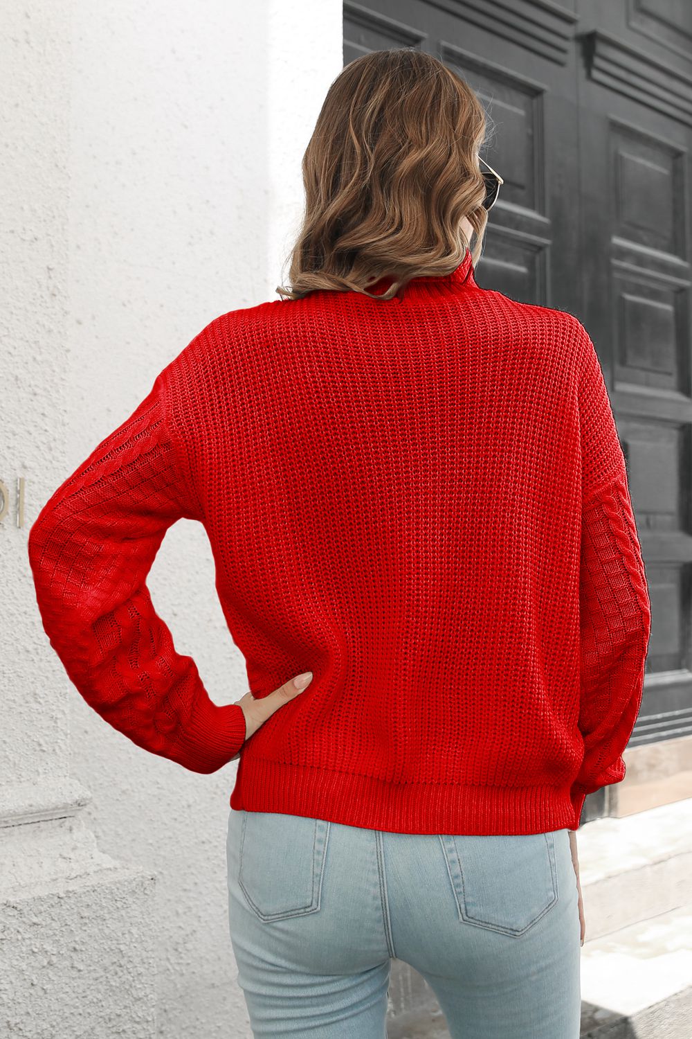 Cable-Knit Turtleneck Sweater - Fashorio
