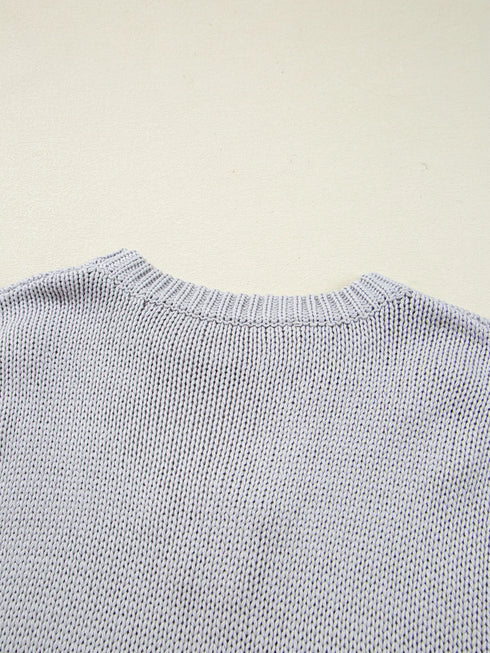 Bow Round Neck Short Sleeve Sweater - Fashorio