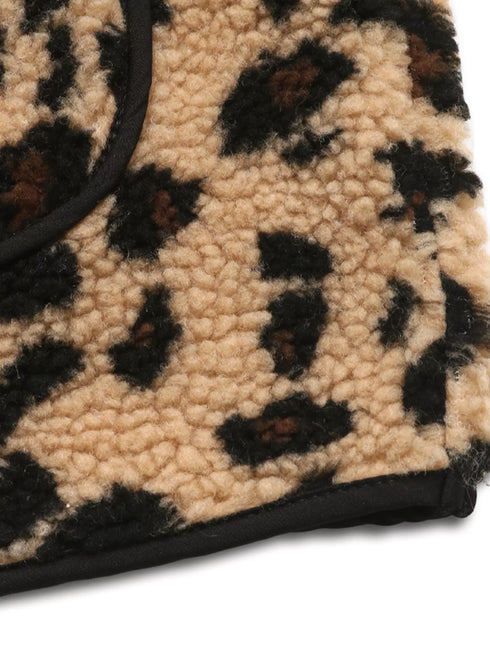 Leopard Fleece Vest Coat with Pockets - Fashorio
