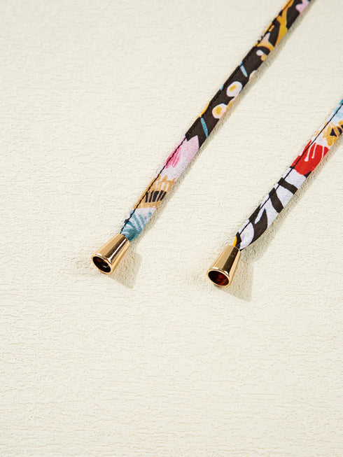 Floral 3/4 Puff Sleeve Tied Neck Blouse - Fashorio