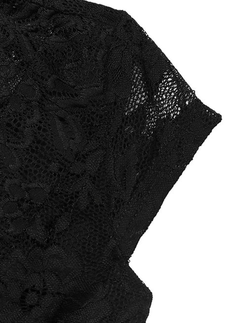 Perfee Lace V-Neck Cap Sleeve Bodysuit - Fashorio