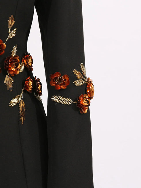Embroidered Long Sleeve Blazer - Fashorio