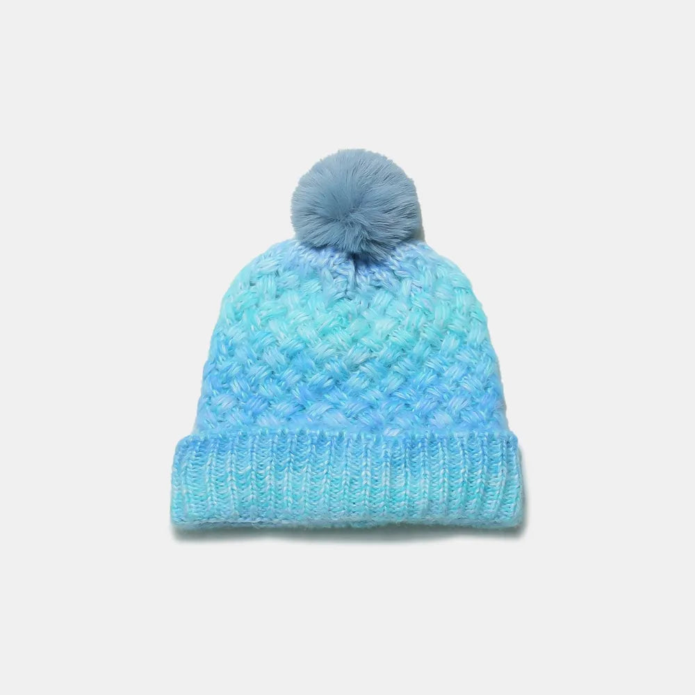 Gradient Knit Hat with Pompom - Fashorio