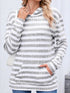 Striped Ribbed Knit Hoodie with Kangaroo Pocket - Fashorio