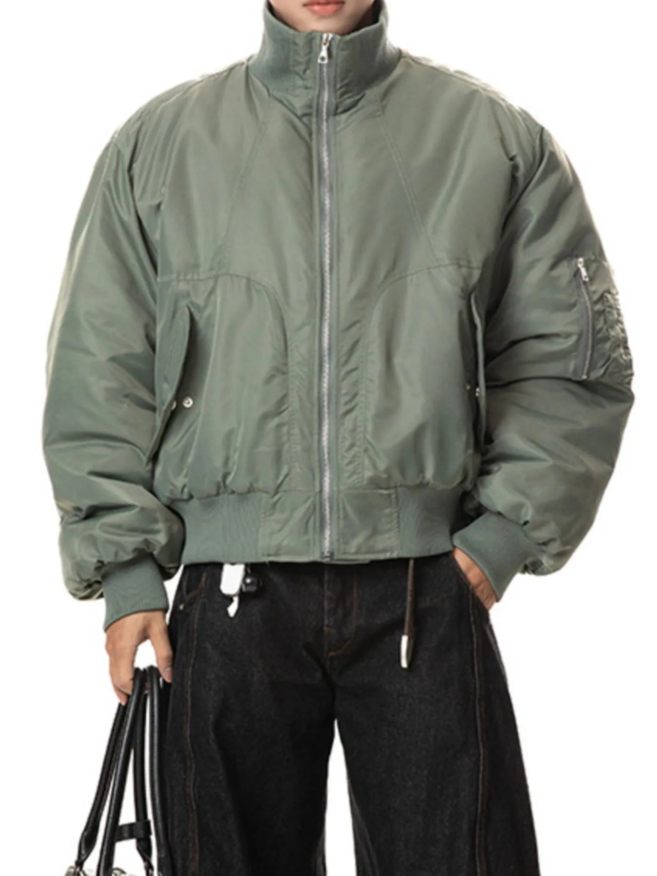 Men's Zip Up Long Sleeve Bomber Jacket - Fashorio